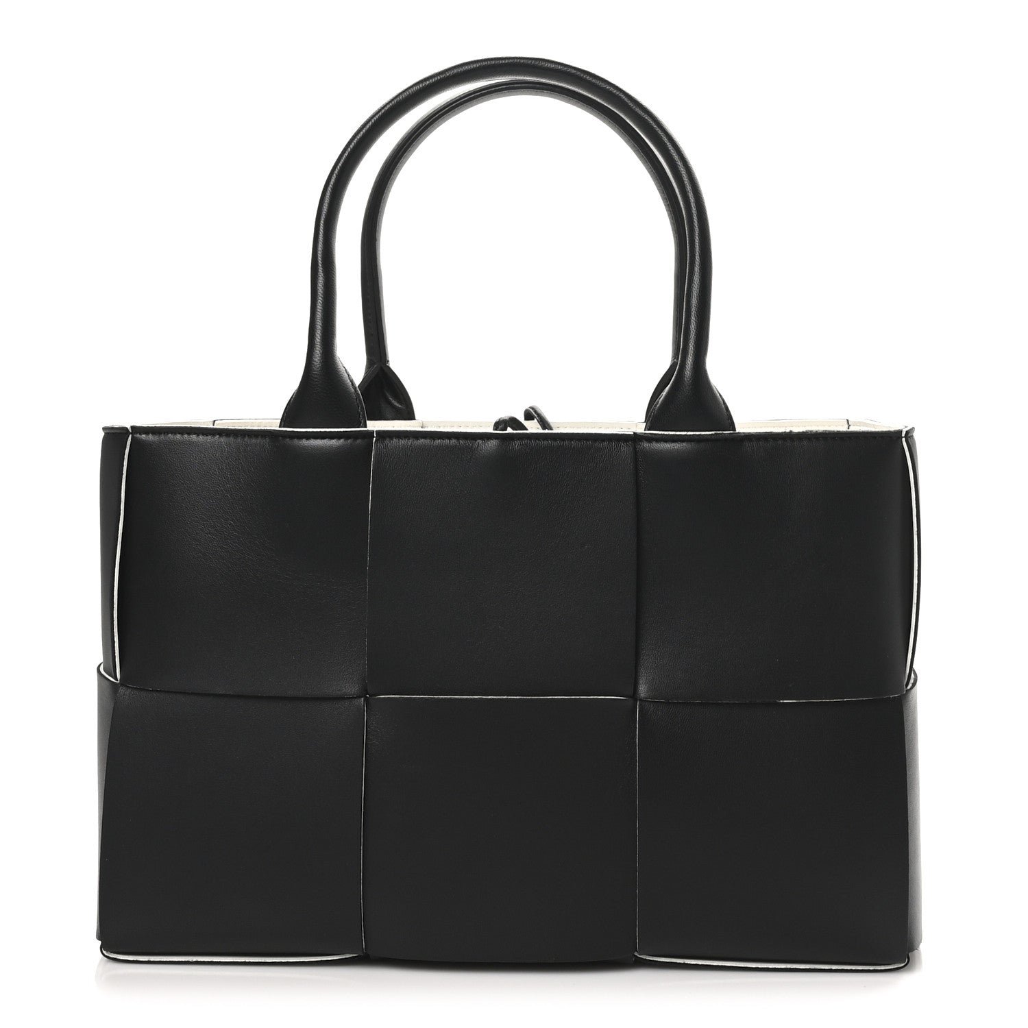 Bottega Veneta Nappa Maxi Intrecciato Small Arco Tote Black White