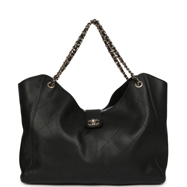Chanel Maxi Shopping Bag Black Grained Calfskin Gold Hardware