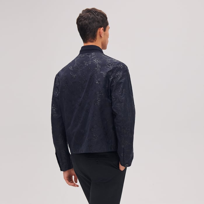 Marine "Fleurs Technique" Rib-trim Jacket