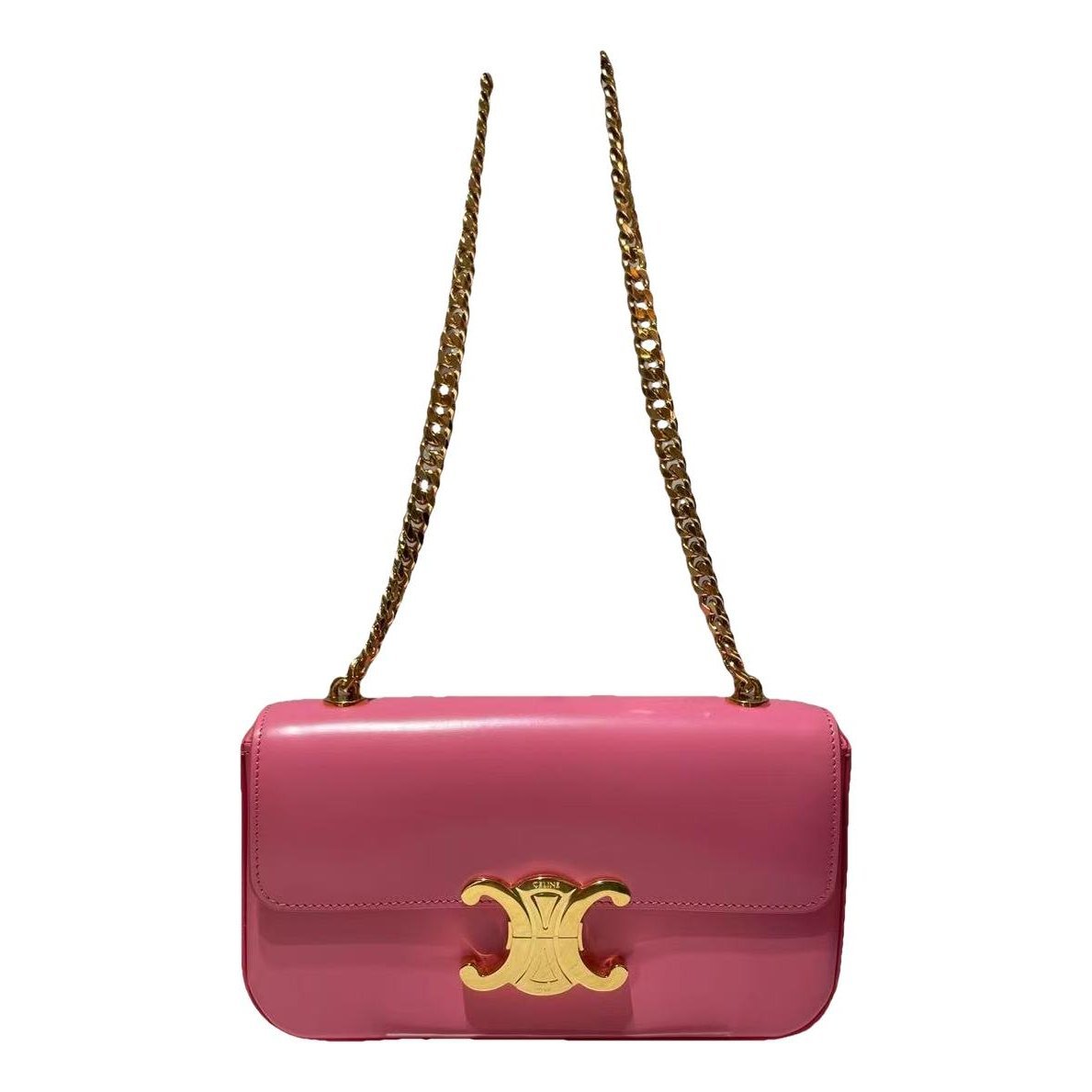 Triomphe chain leather handbag
