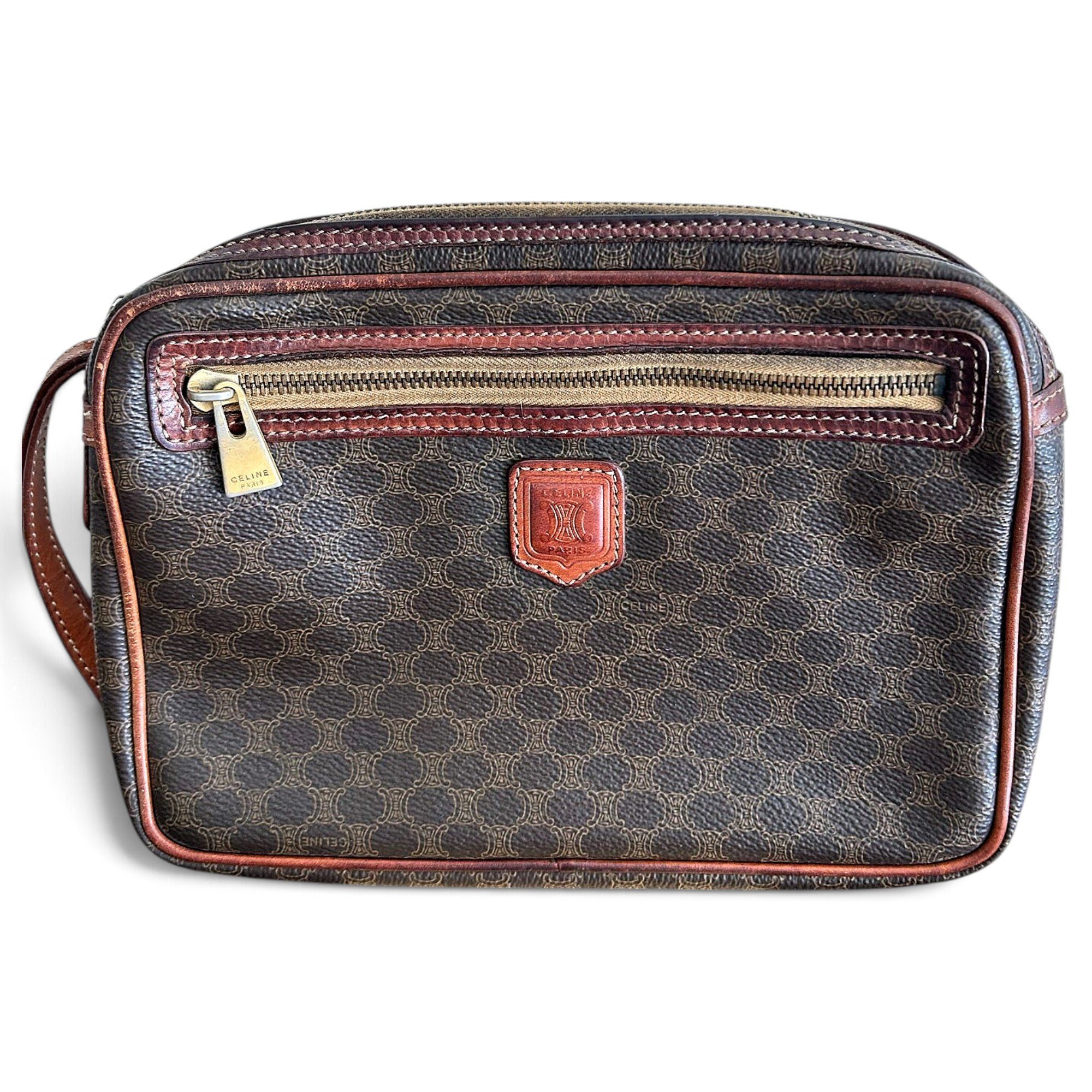 Triomphe Vintage leather clutch bag