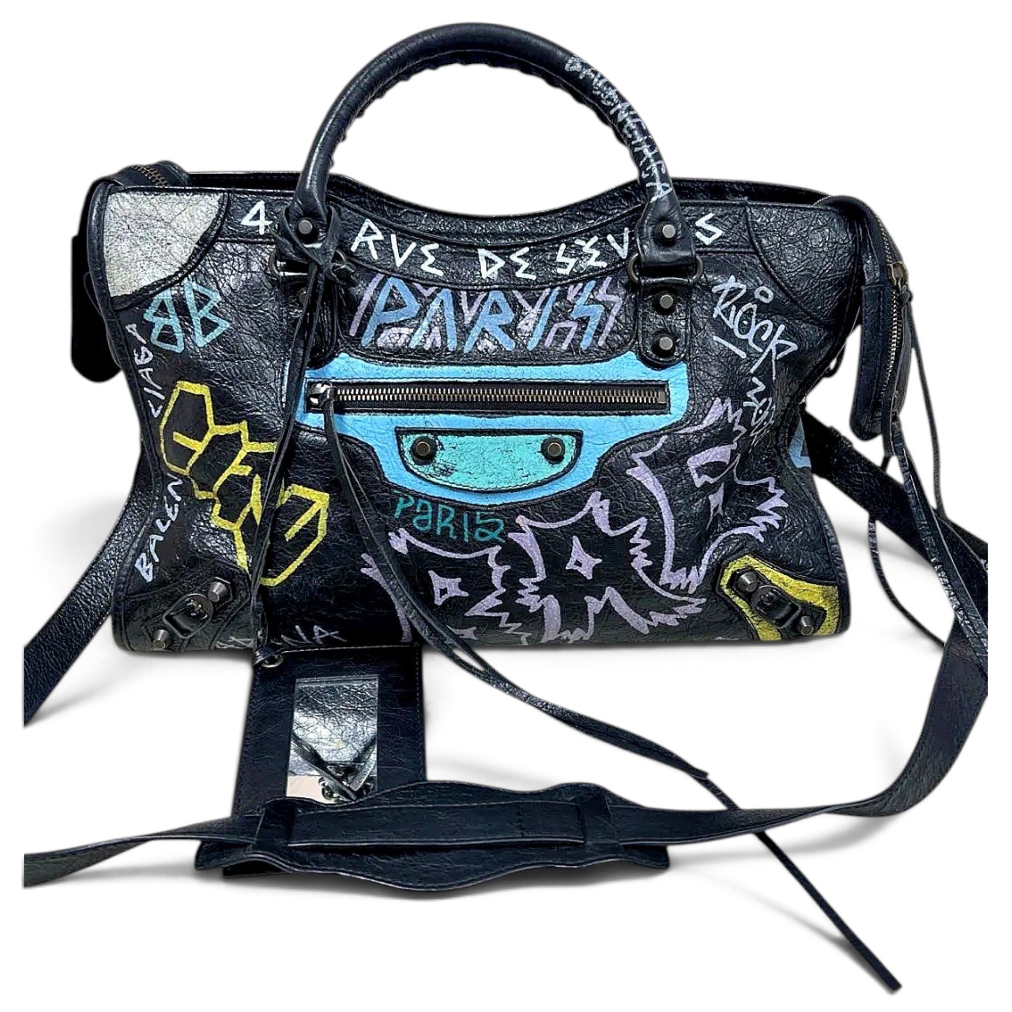 City leather handbag