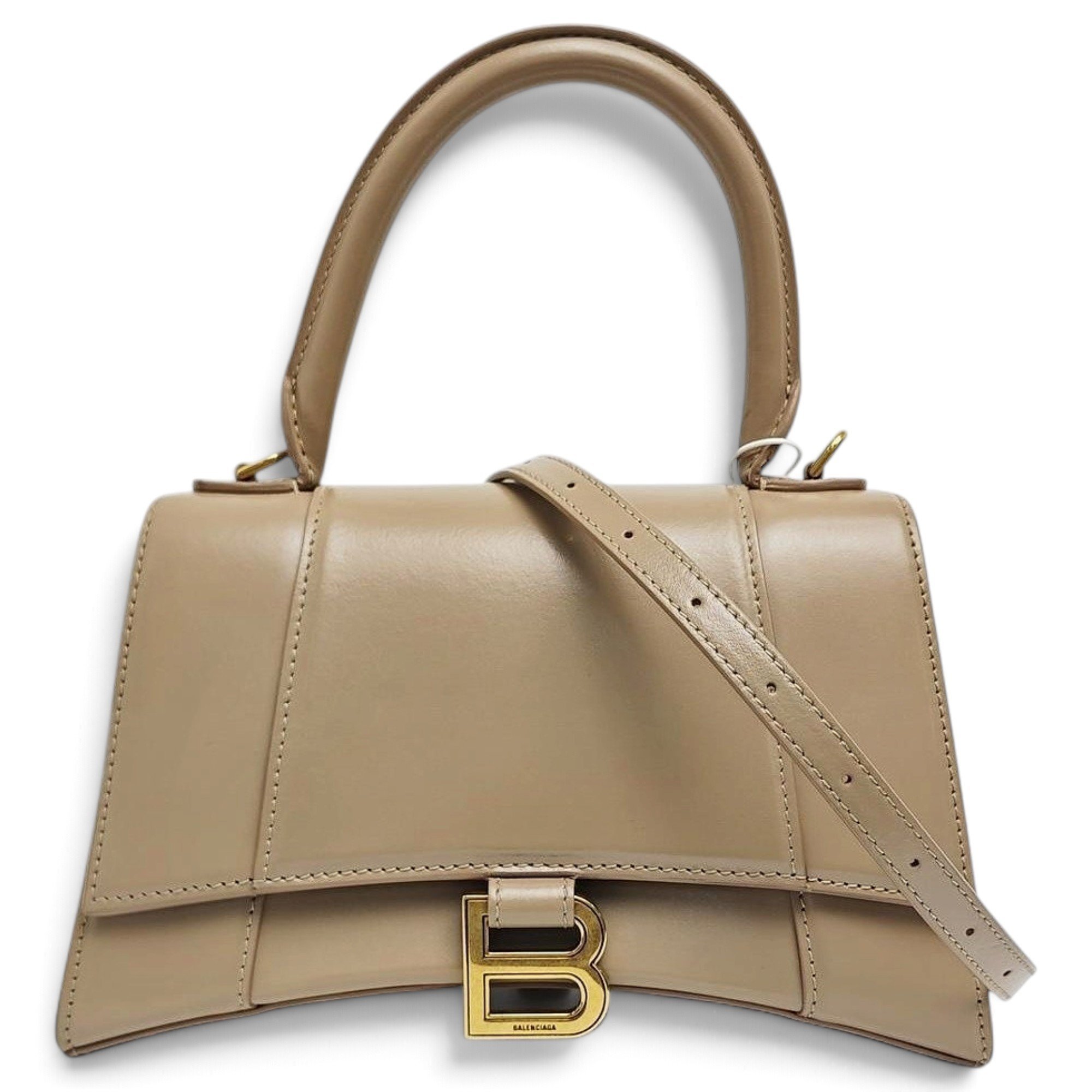 Hourglass leather handbag