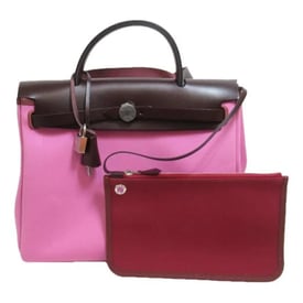 Hermes Herbag Handbag Pink Toile H Canvas