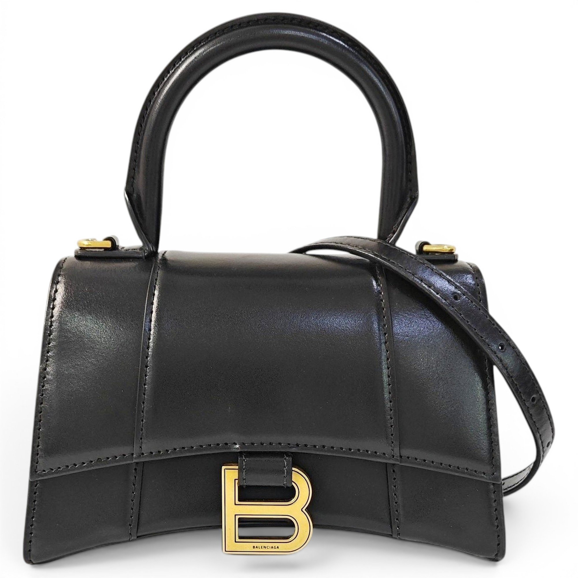 Hourglass leather handbag