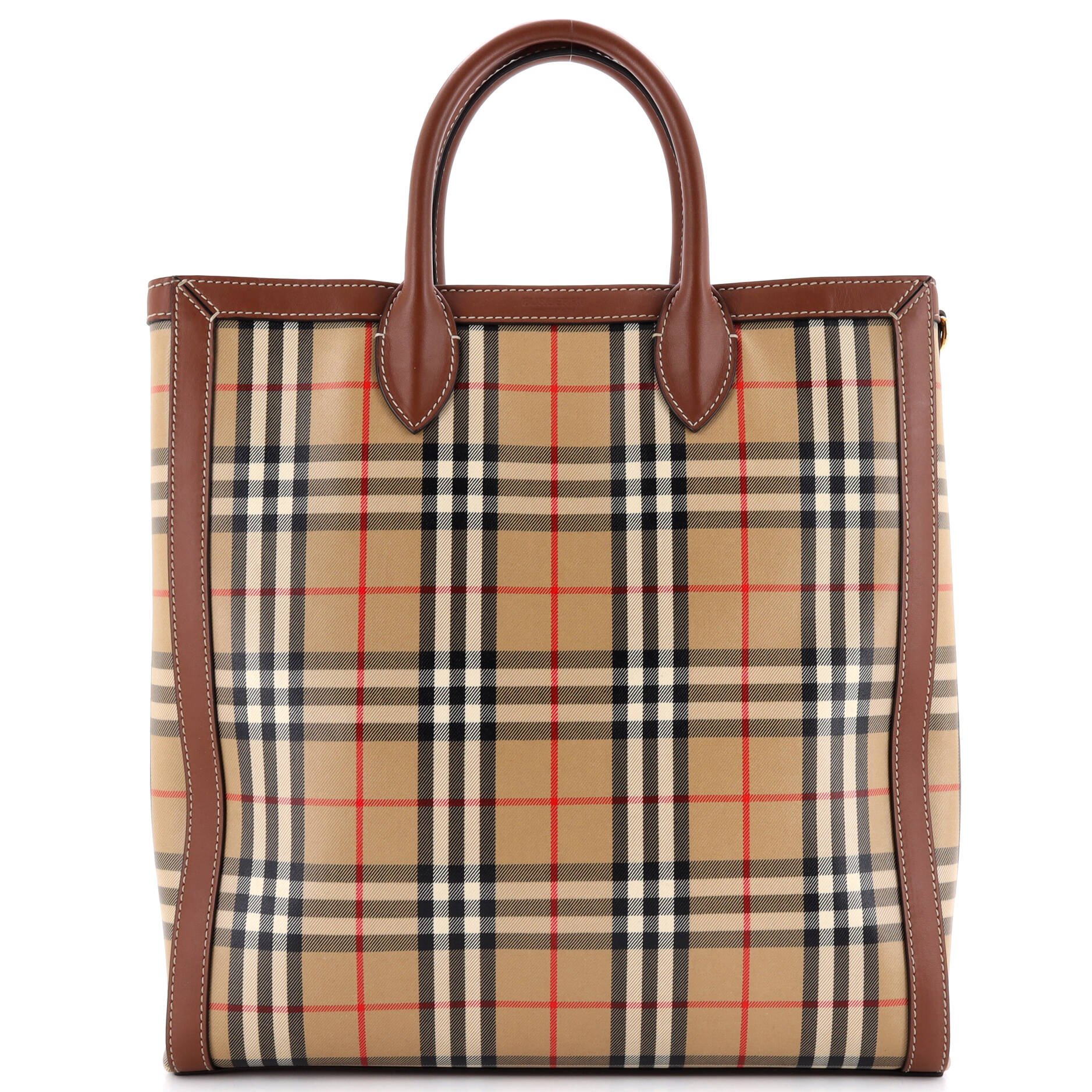 Burberry Convertible Tote Vintage Check Coated Canvas Medium