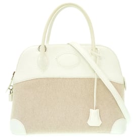 Hermes Bolide 31 Handbag White Clemence Leather