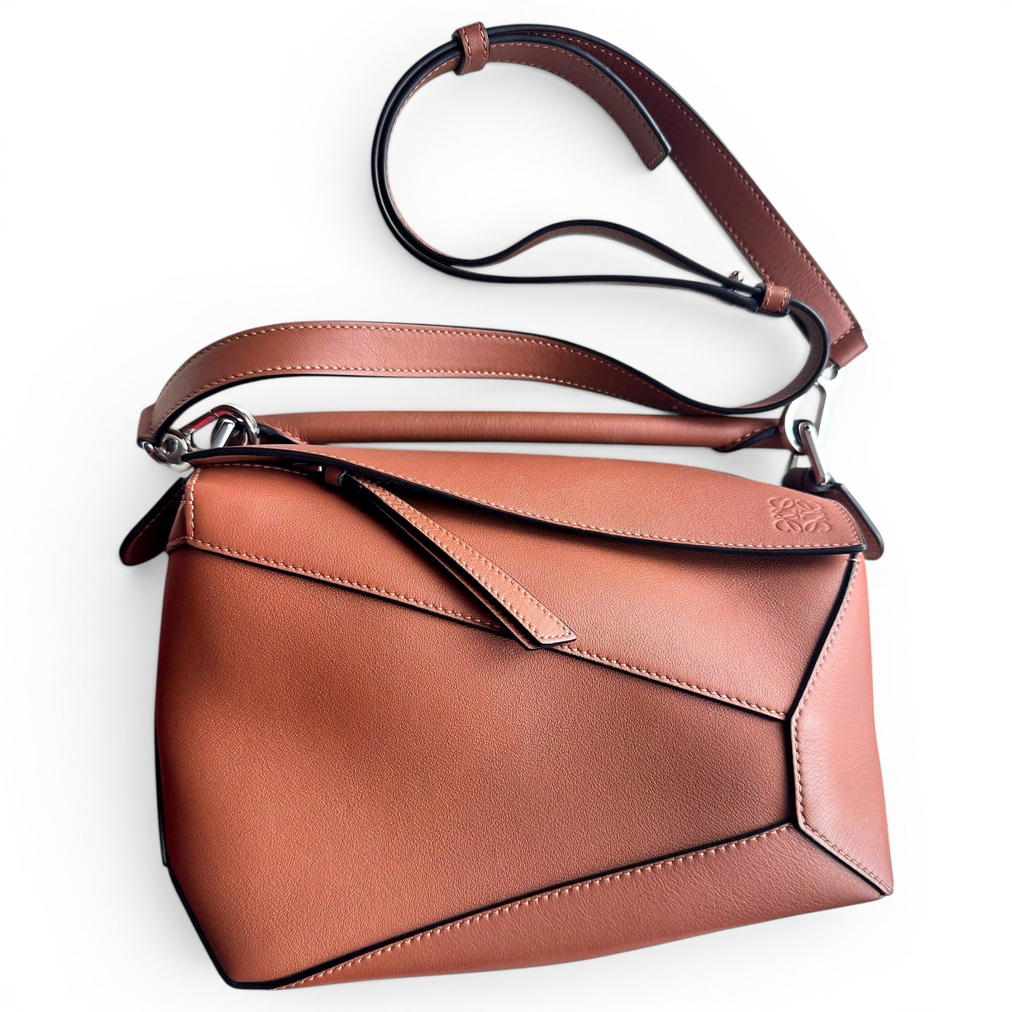 Puzzle leather handbag