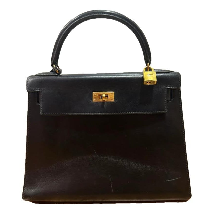 Hermes Kelly 28 Handbag Box Calf Leather 1991