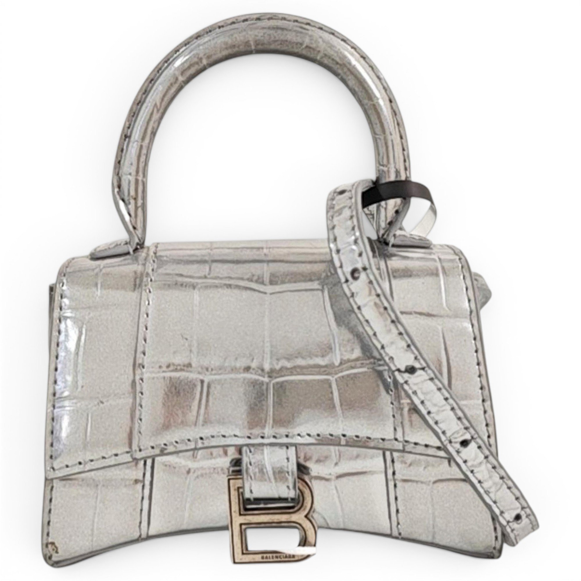 Hourglass leather handbag