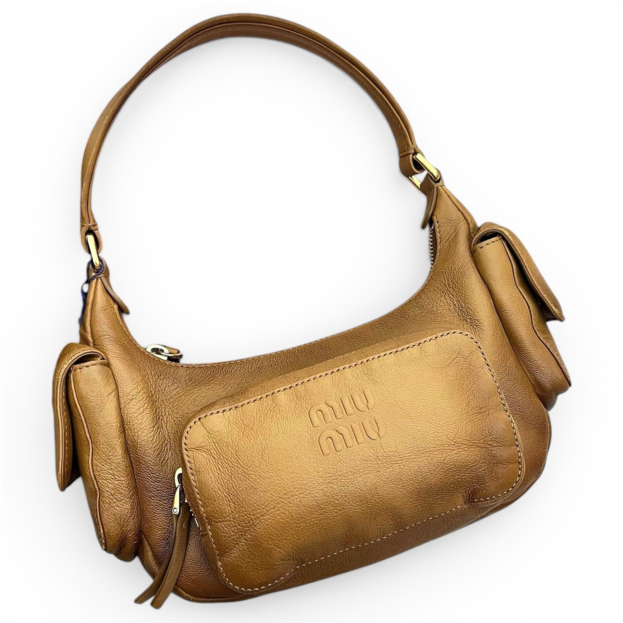 Pocket leather handbag