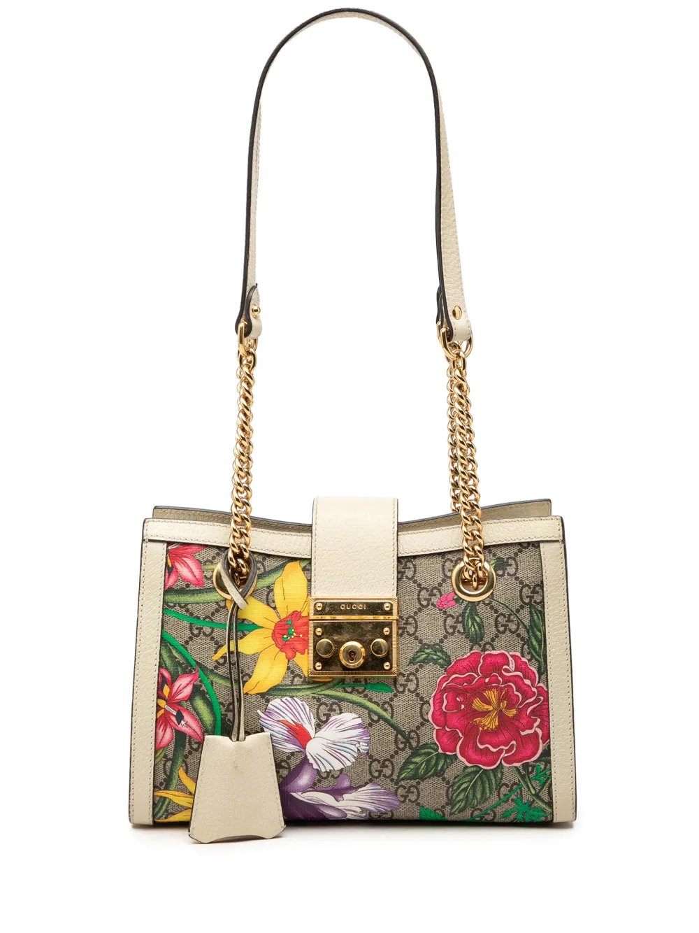 2000-2015 Small GG Supreme Flora Padlock tote bag