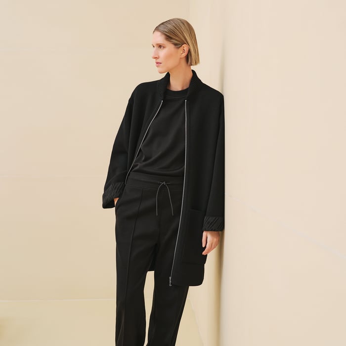 Noir "H En Biais" Reversible Zipped Coat