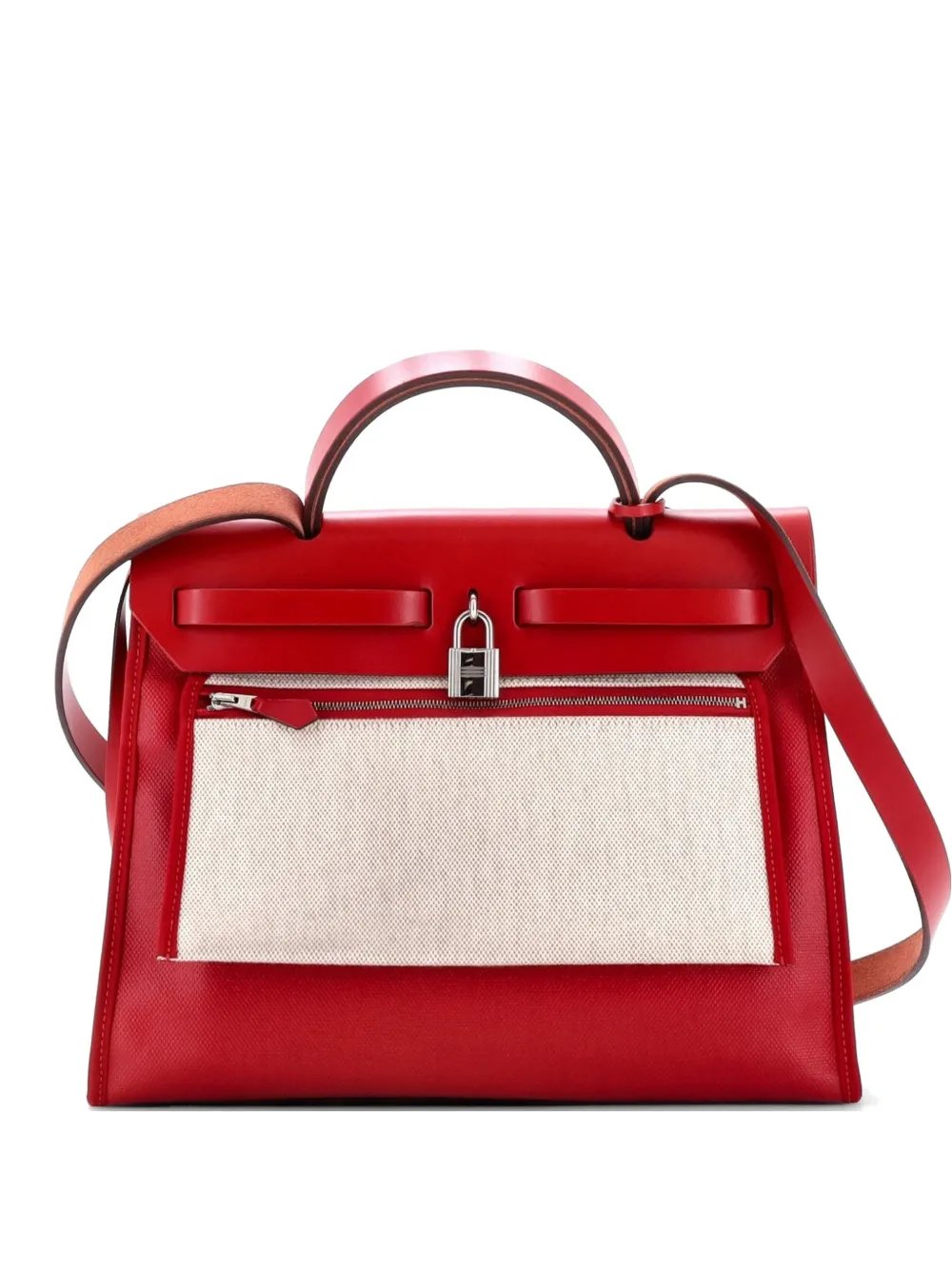 Herbag Zip Berline Vache Canvas and Leather 31 shoulder bag