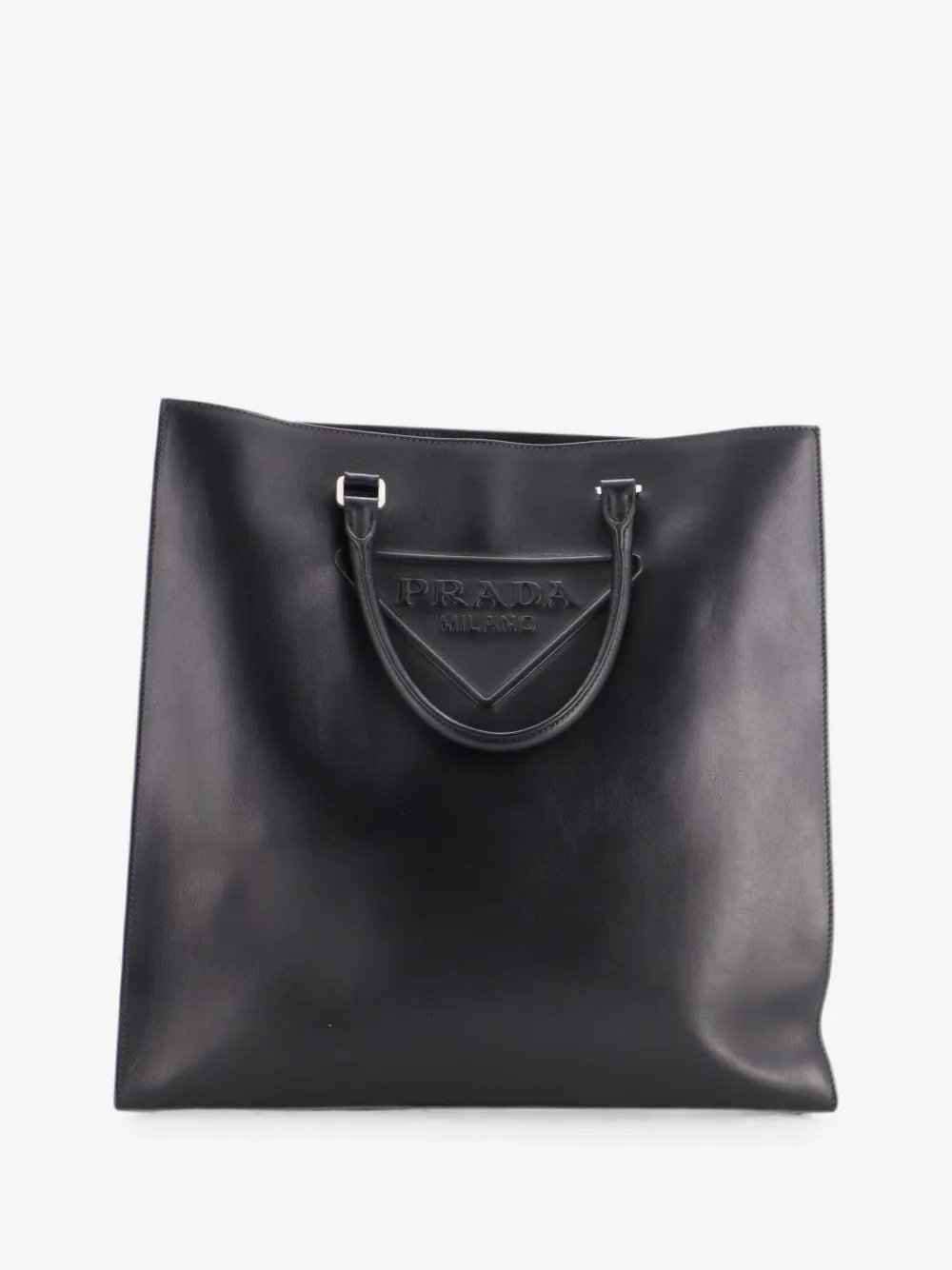 Triangle Logo Convertible Open Leather Large tote bag