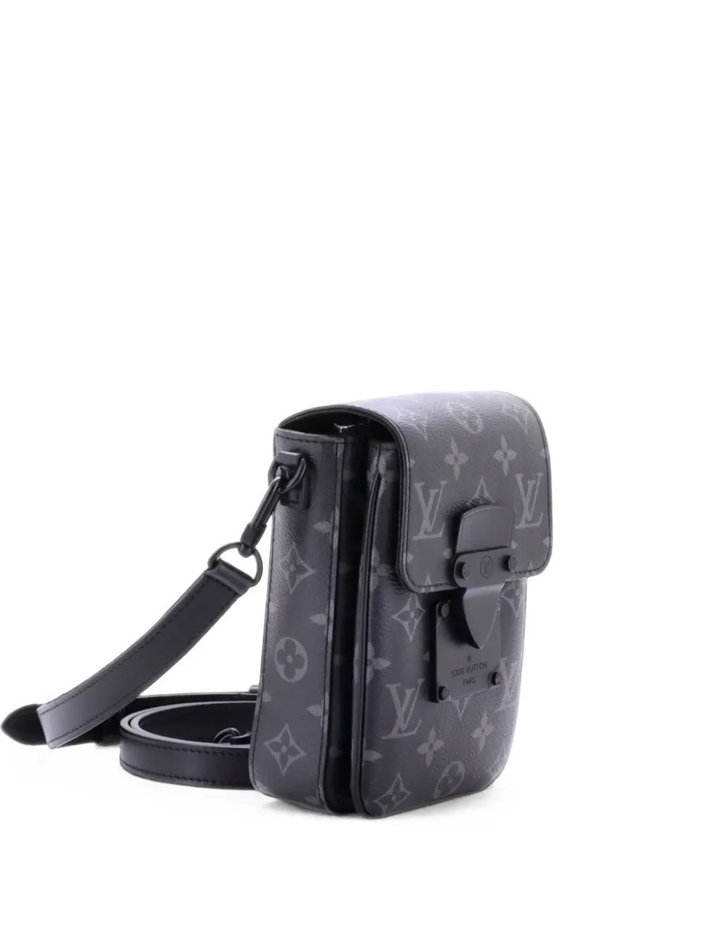 S Lock Vertical Wearable Wallet Monogram Eclipse Canvas crossbody bag