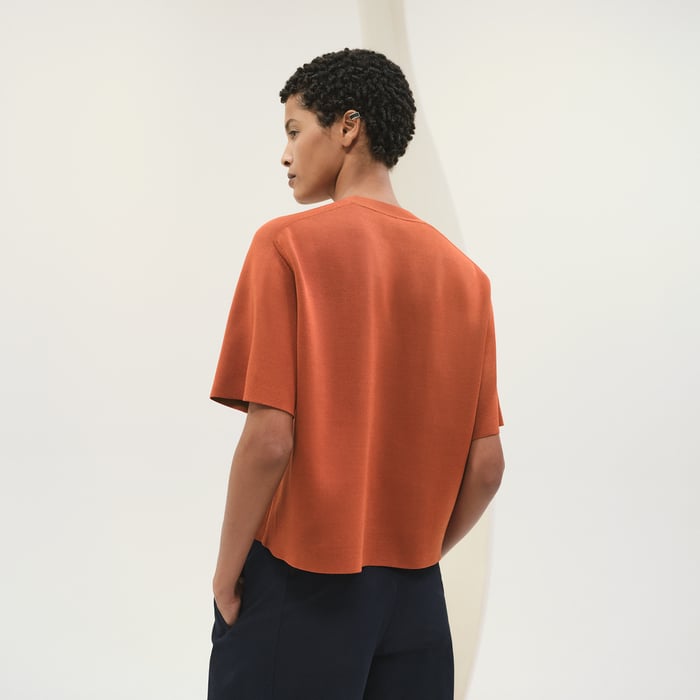 Marron Terracotta "Coaching" Short-sleeve Sweater