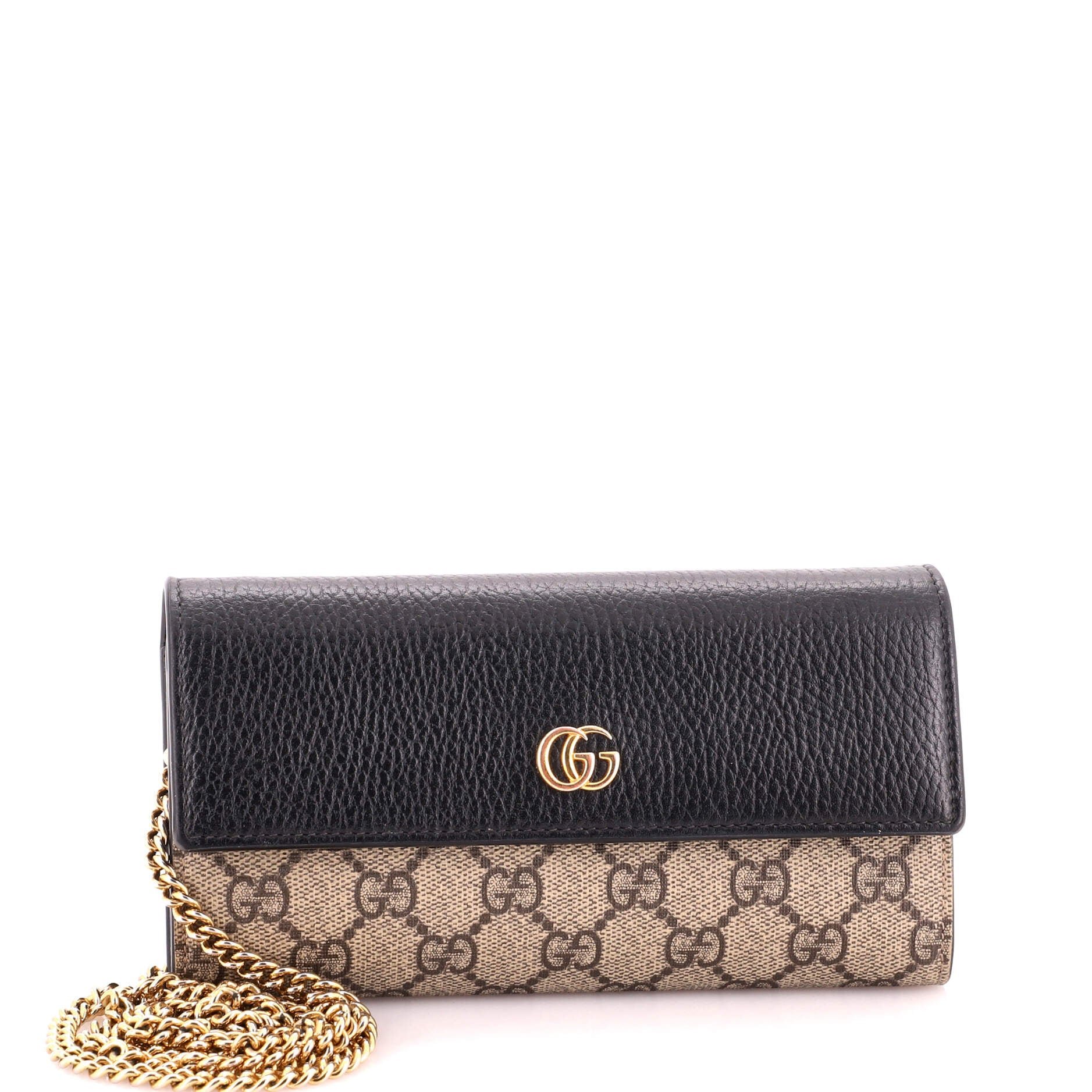 GG Marmont Continental Chain Wallet GG Coated Canvas and Leather