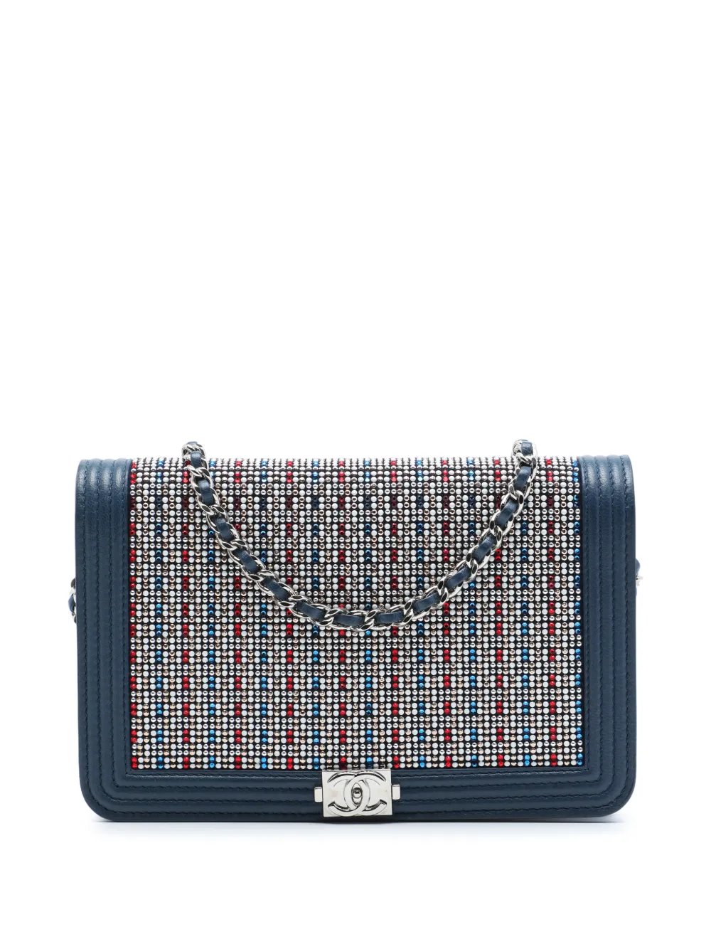 2016-2017 Crystal Embellished Lambskin Boy Wallet On Chain crossbody bag
