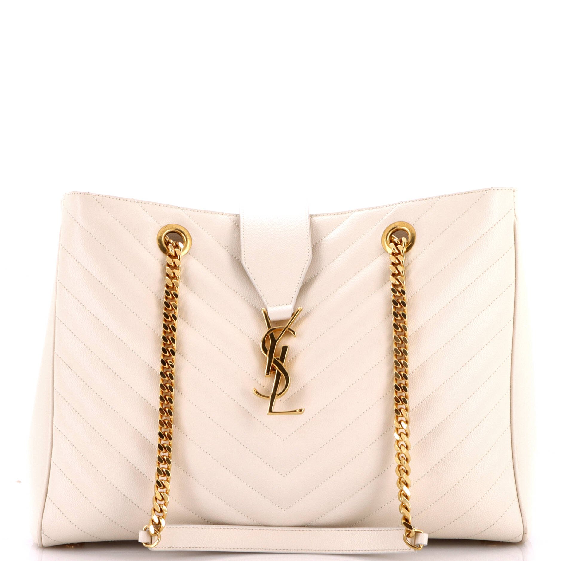 Classic Monogram Shopper Matelasse Chevron Leather Large