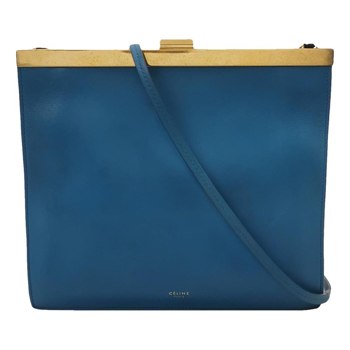 Clasp leather handbag