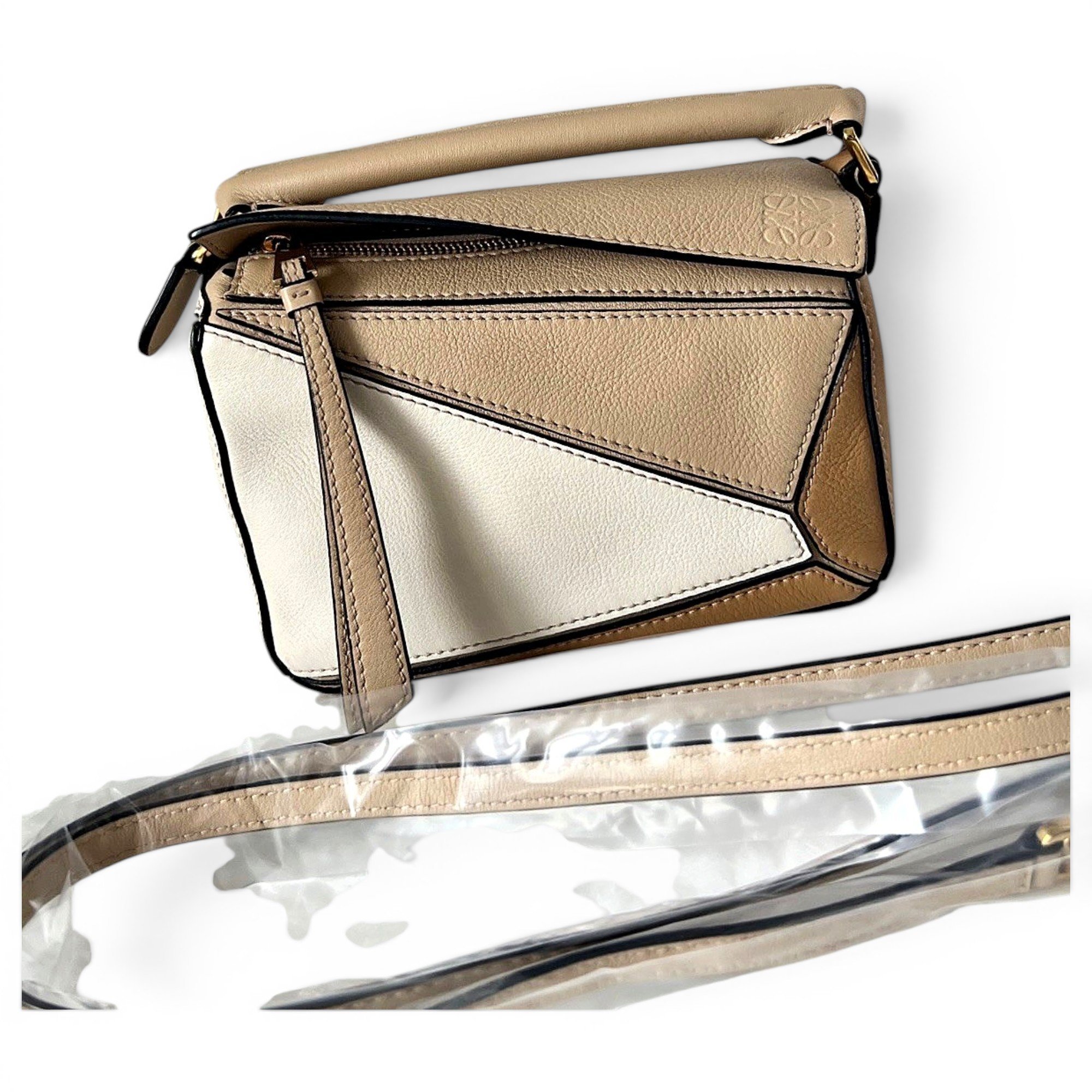 Puzzle leather handbag