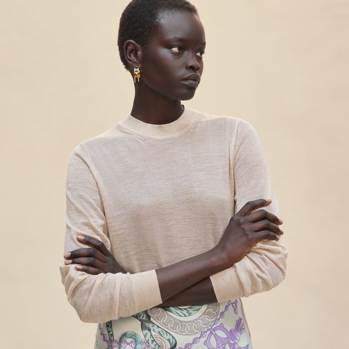Beige Glaise Cashmere Long-sleeve Sweater