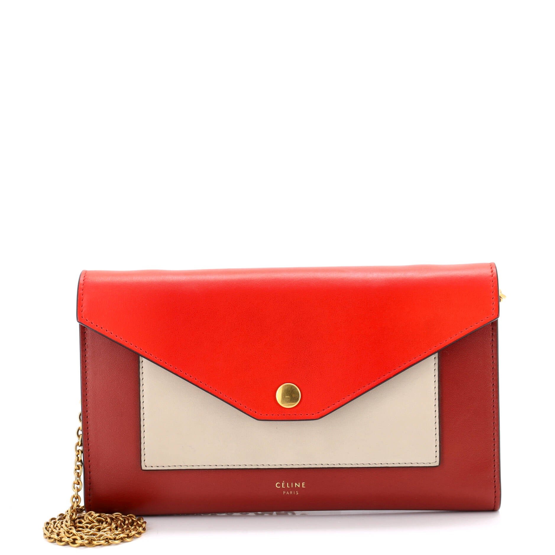 Celine Pocket Envelope Shoulder Bag Leather Small