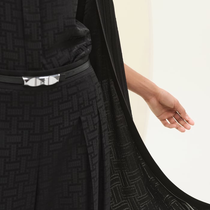 Noir "Crepe Envers Satin" Long-sleeve Twillaine Caftan Cardigan