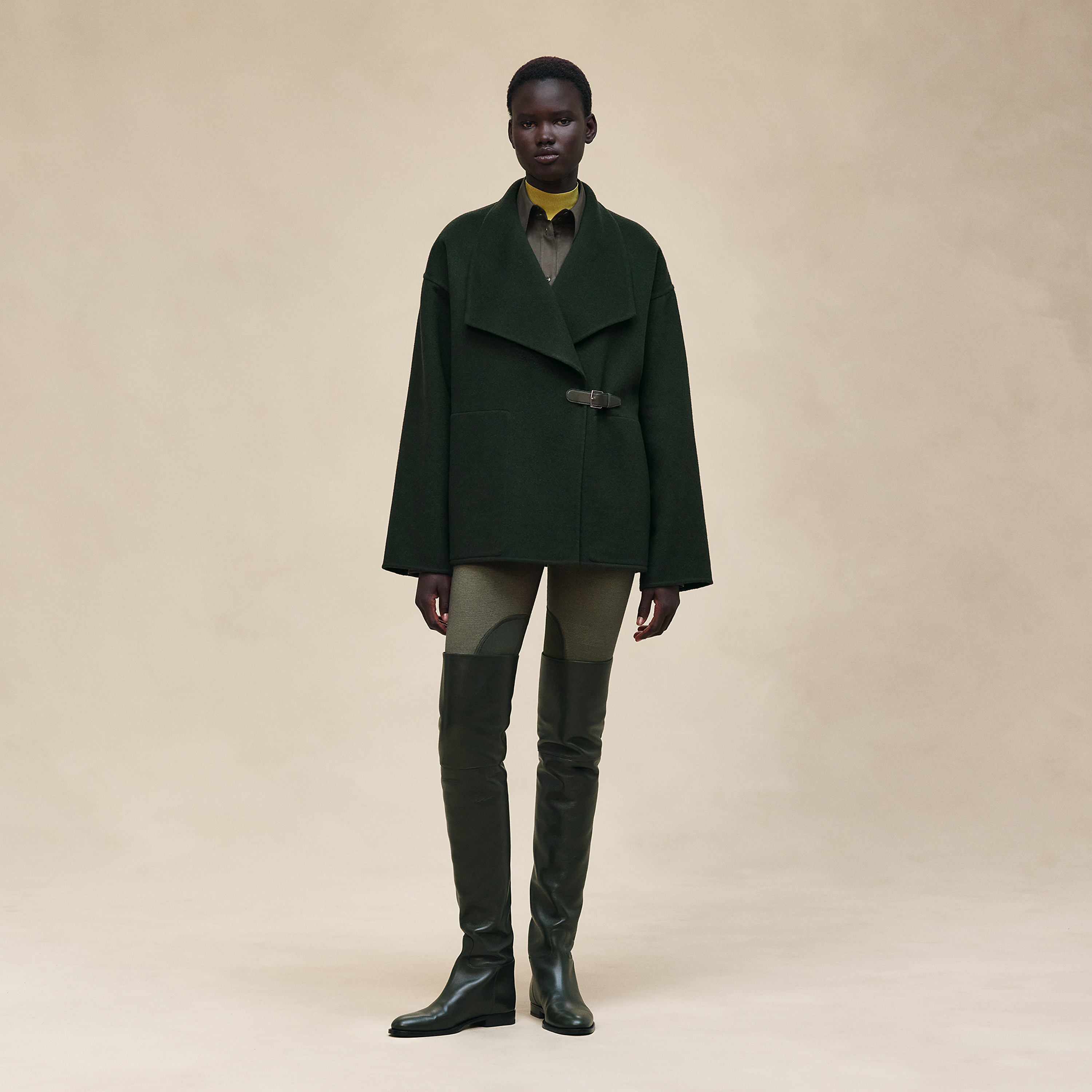 Cashmere coat with shawl collar