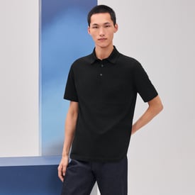 "H" embroidered buttoned polo shirt