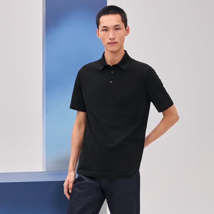 Noir "H" Embroidered Buttoned Polo Shirt