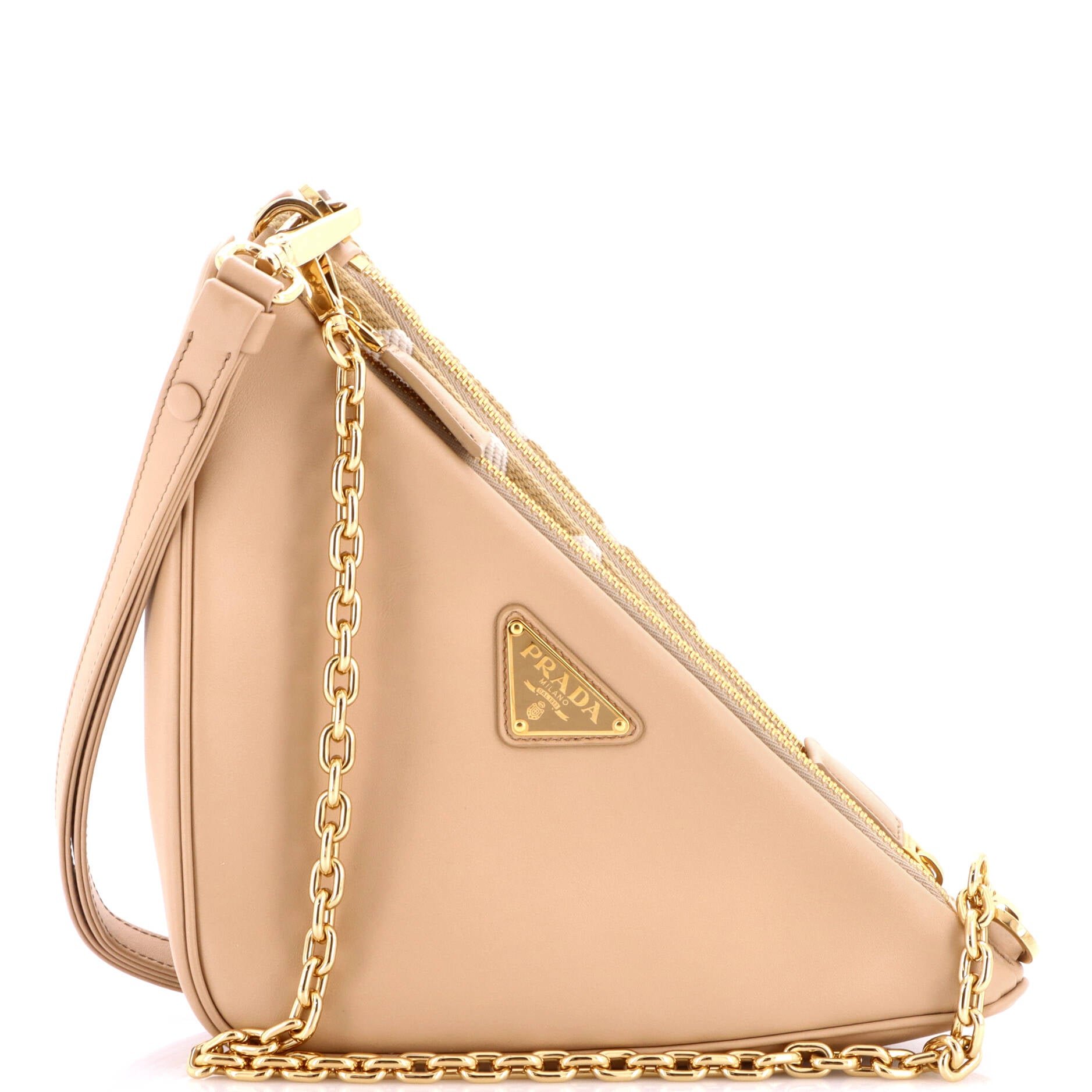 Double Symbole Triangle Bag Leather and Jacquard Mini