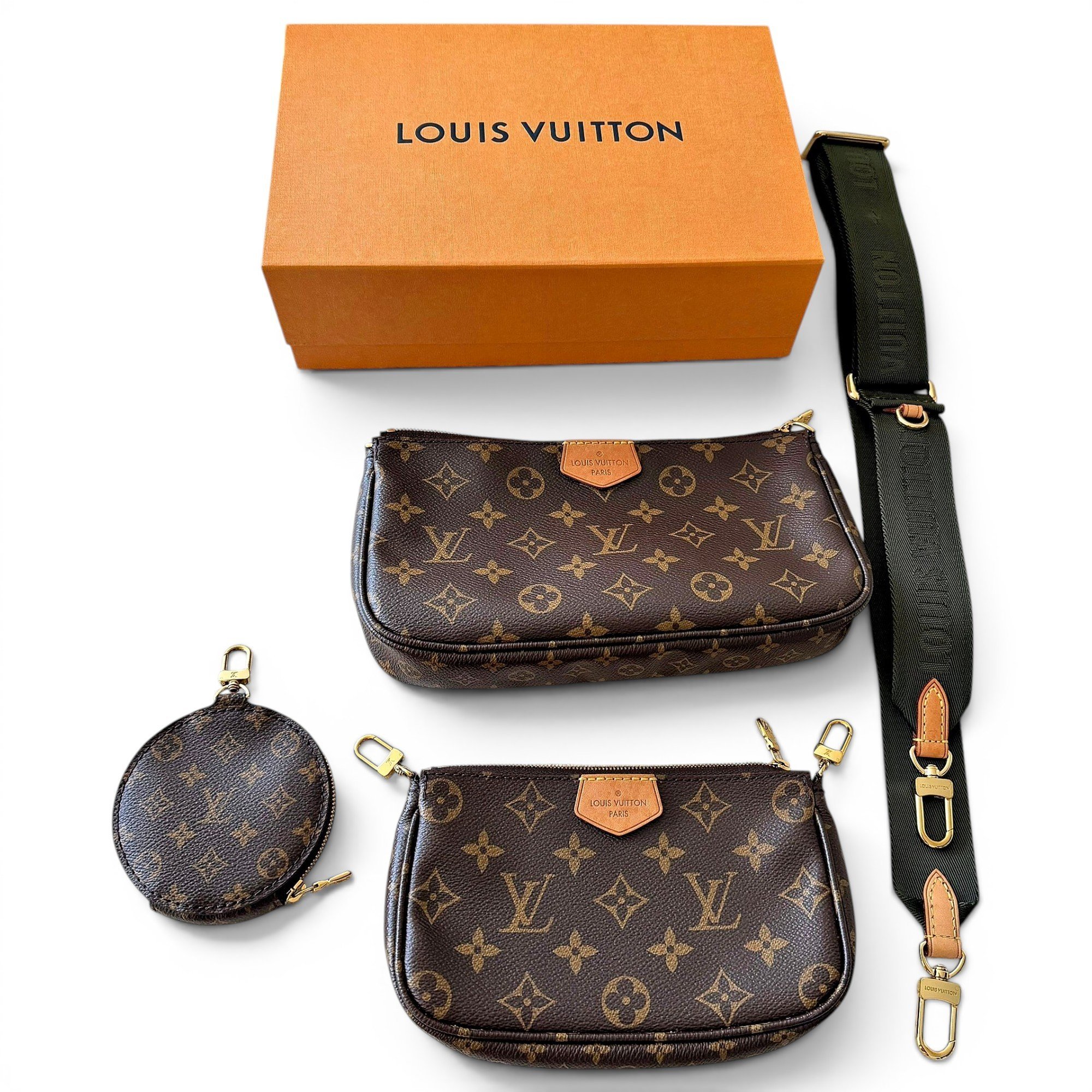 Multi Pochette Accessoires linen crossbody bag