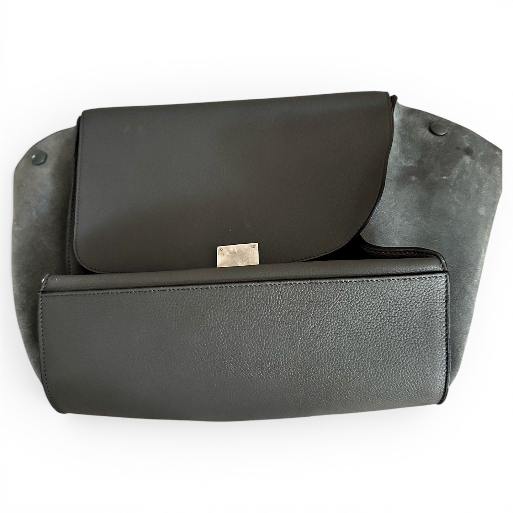Trapèze leather handbag