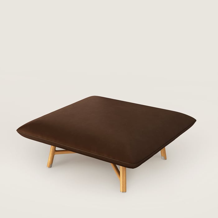 Chocolat Les Necessaires d'Hermès "Carre d'Assise" Low Stool, Medium Model