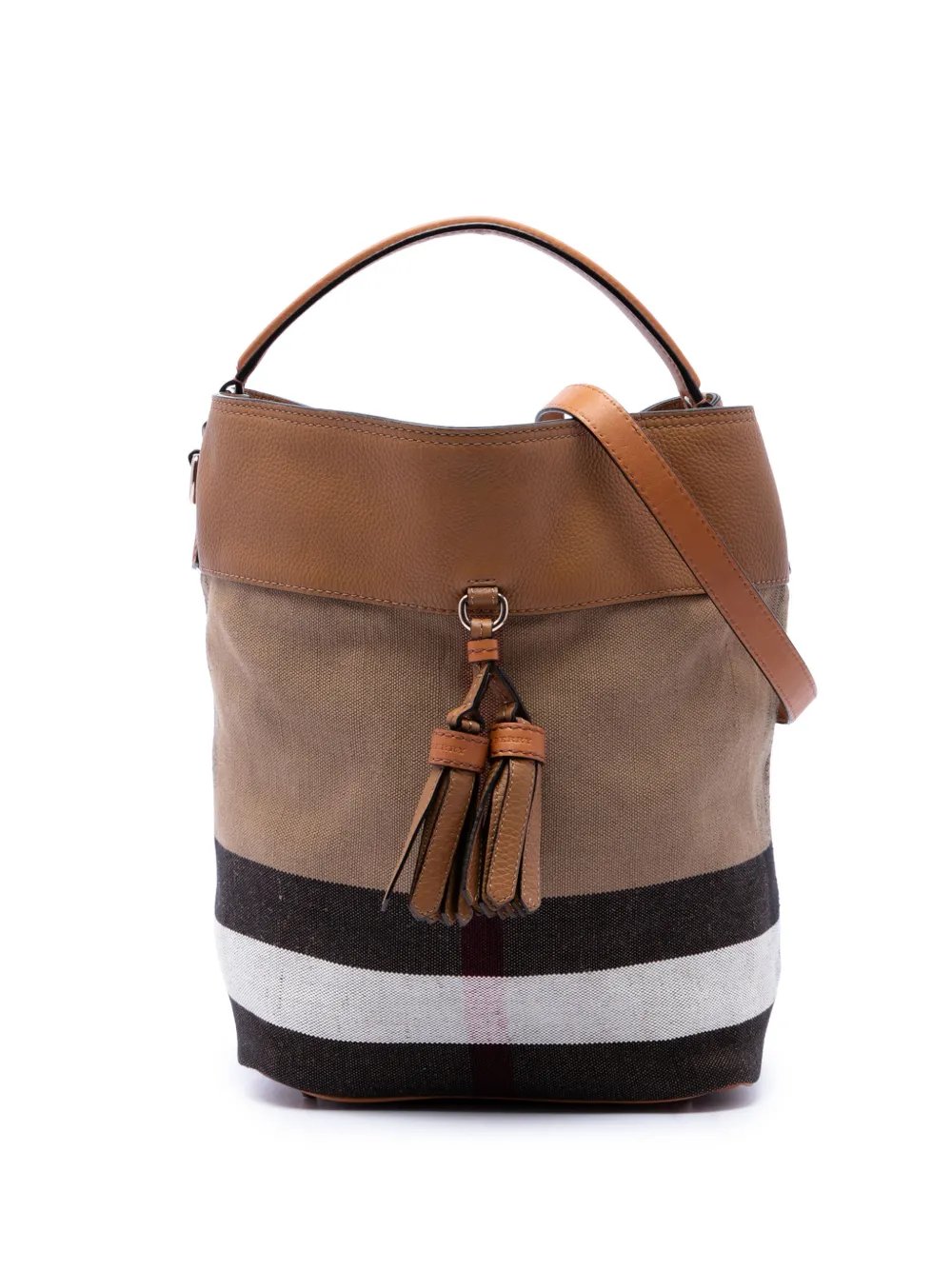 2000-2017 Medium Mega Check Canvas and Grained Calfskin Ashby Tassel Bucket Bag satchel