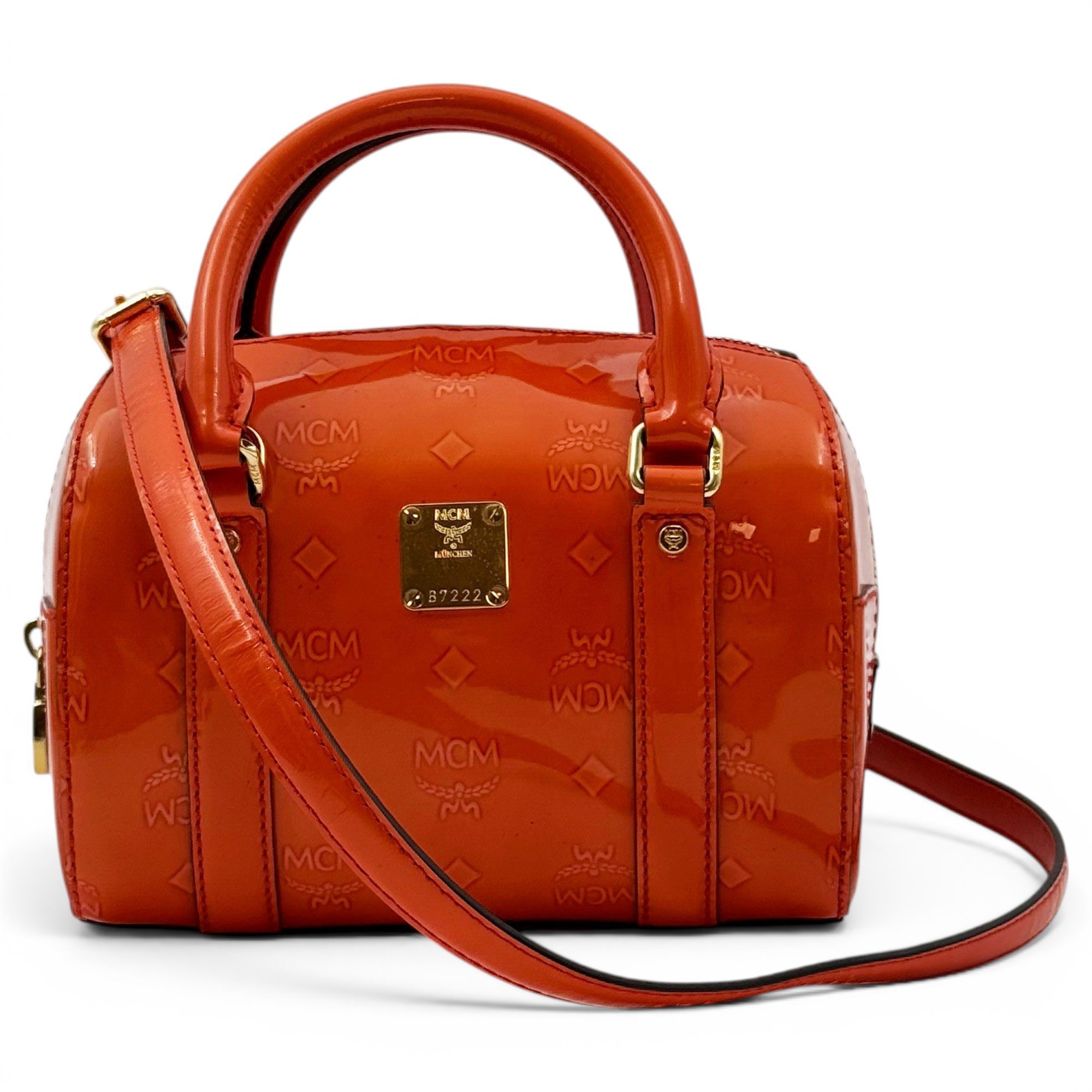 Boston patent leather handbag