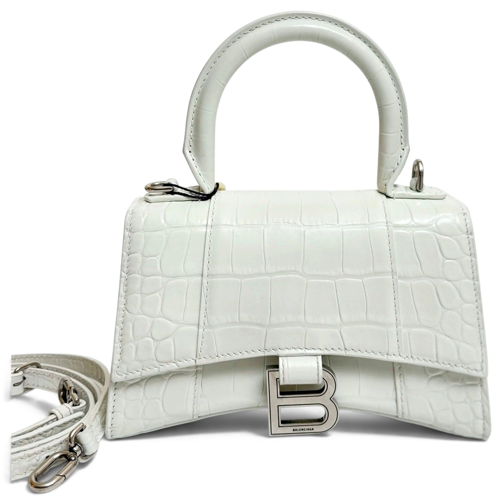 Hourglass leather handbag