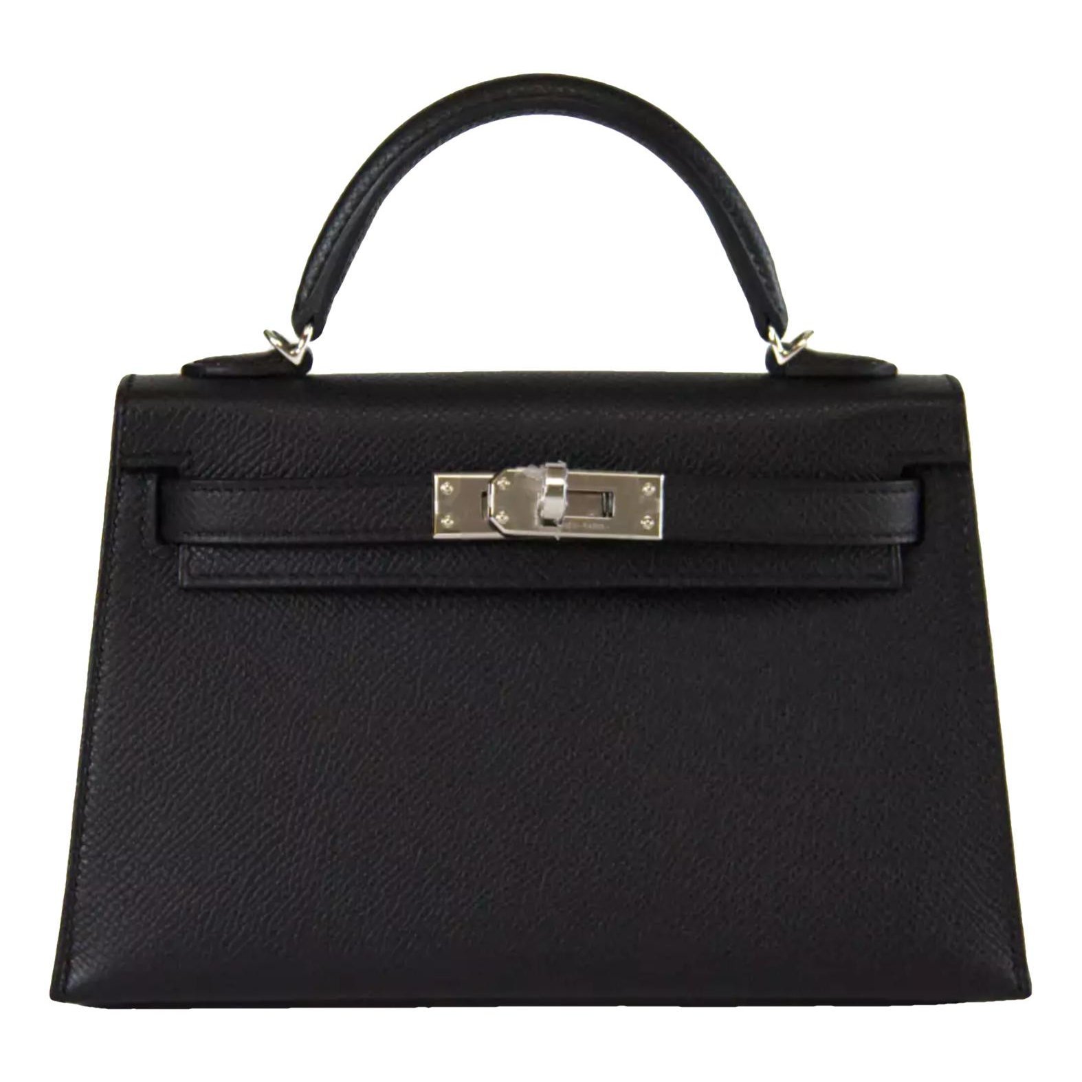 Hermes Kelly 20 Handbag Black Epsom Leather 2025