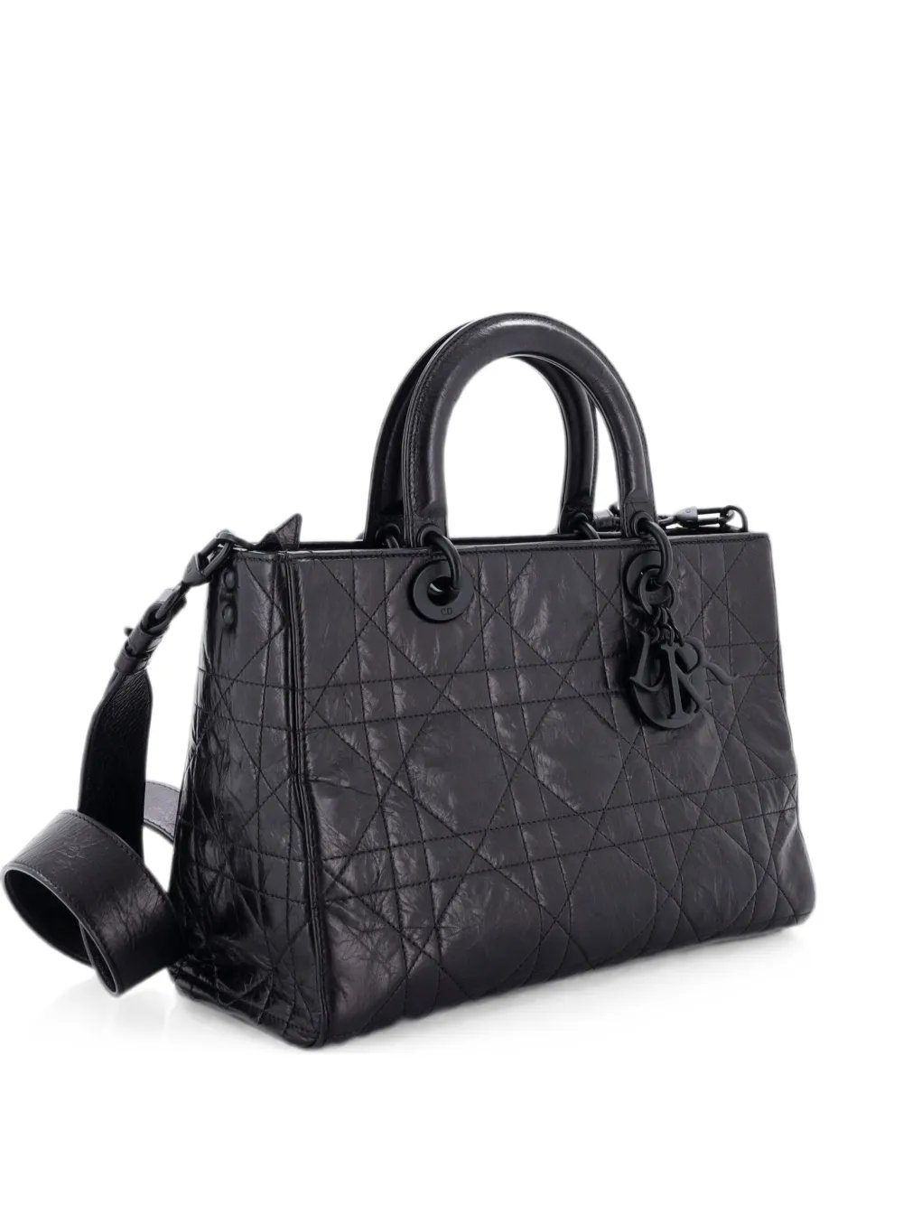 Ultra Matte Lady D-Sire Bag Macrocannage Crinkled Calfskin Medium tote bag