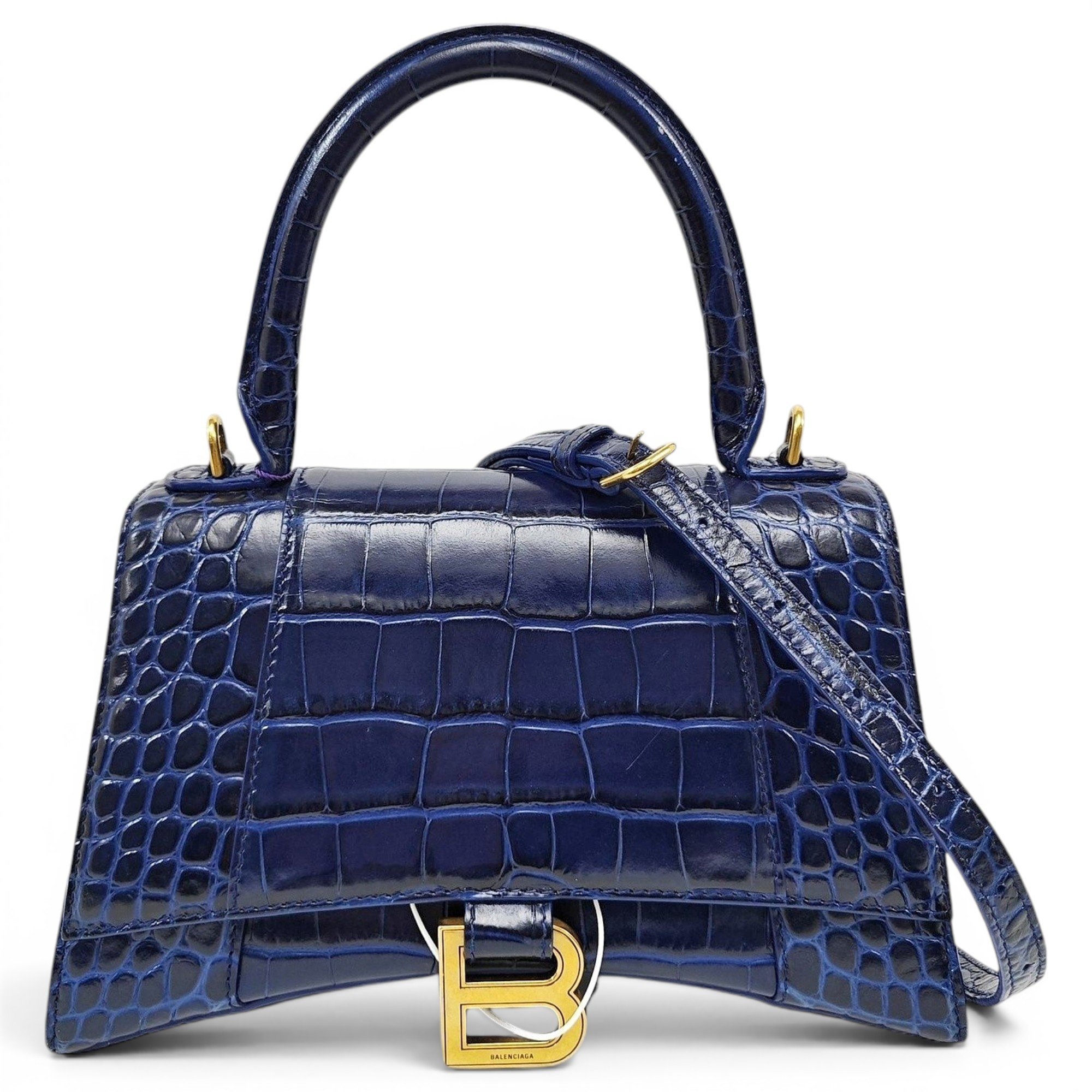 Hourglass leather handbag