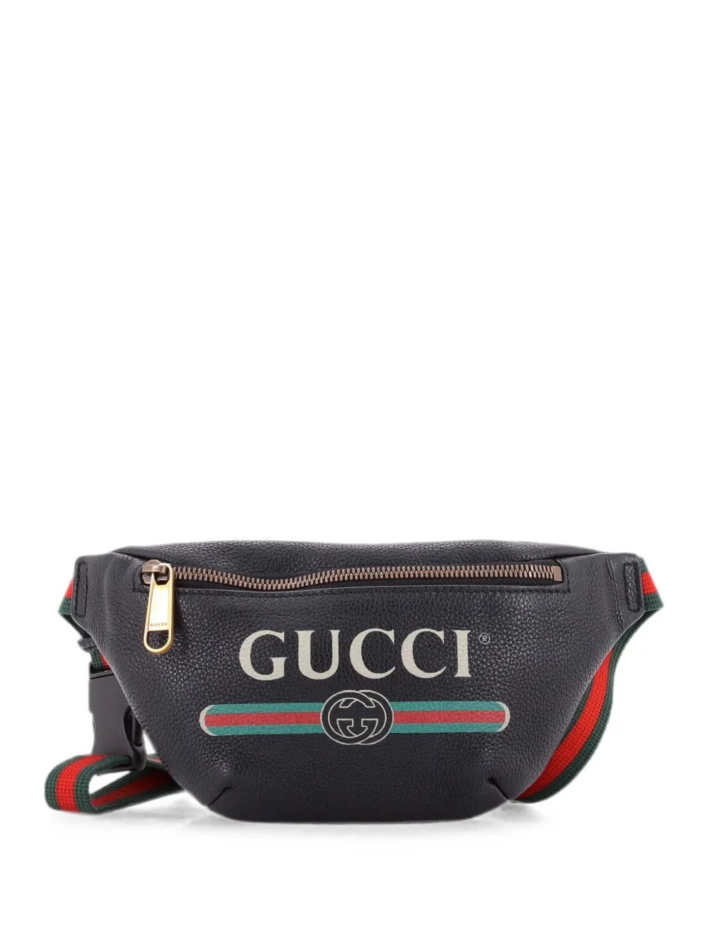 Logo Printed Leather Small belt bag