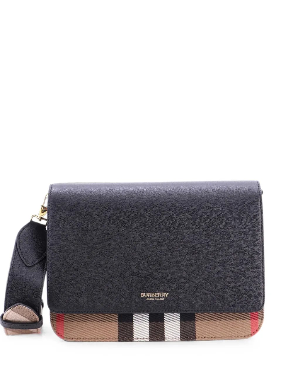 Mackford Leather and House Check Canvas Small shoulder bag