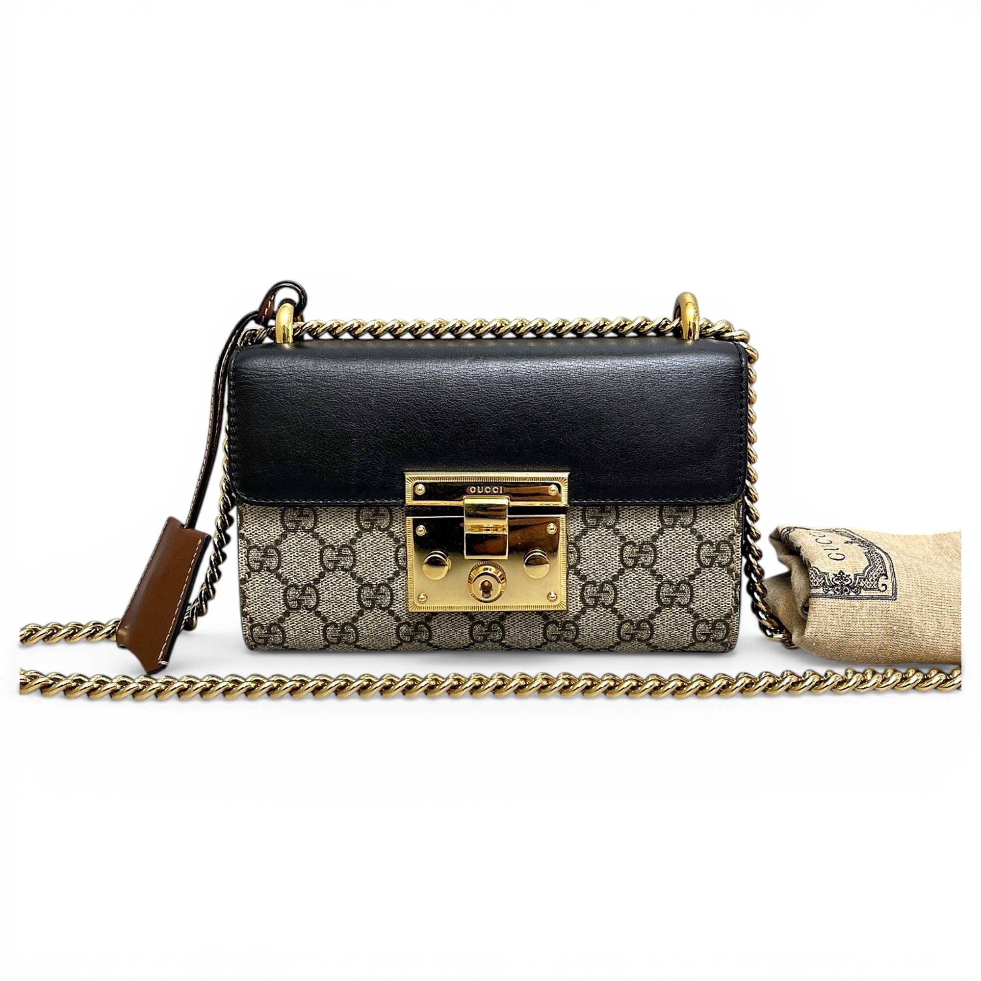 Padlock leather handbag