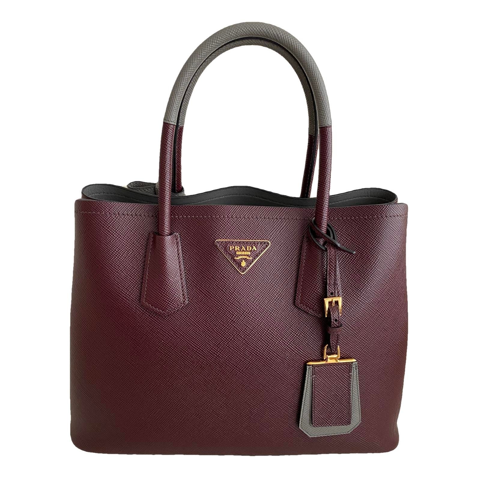Double leather handbag