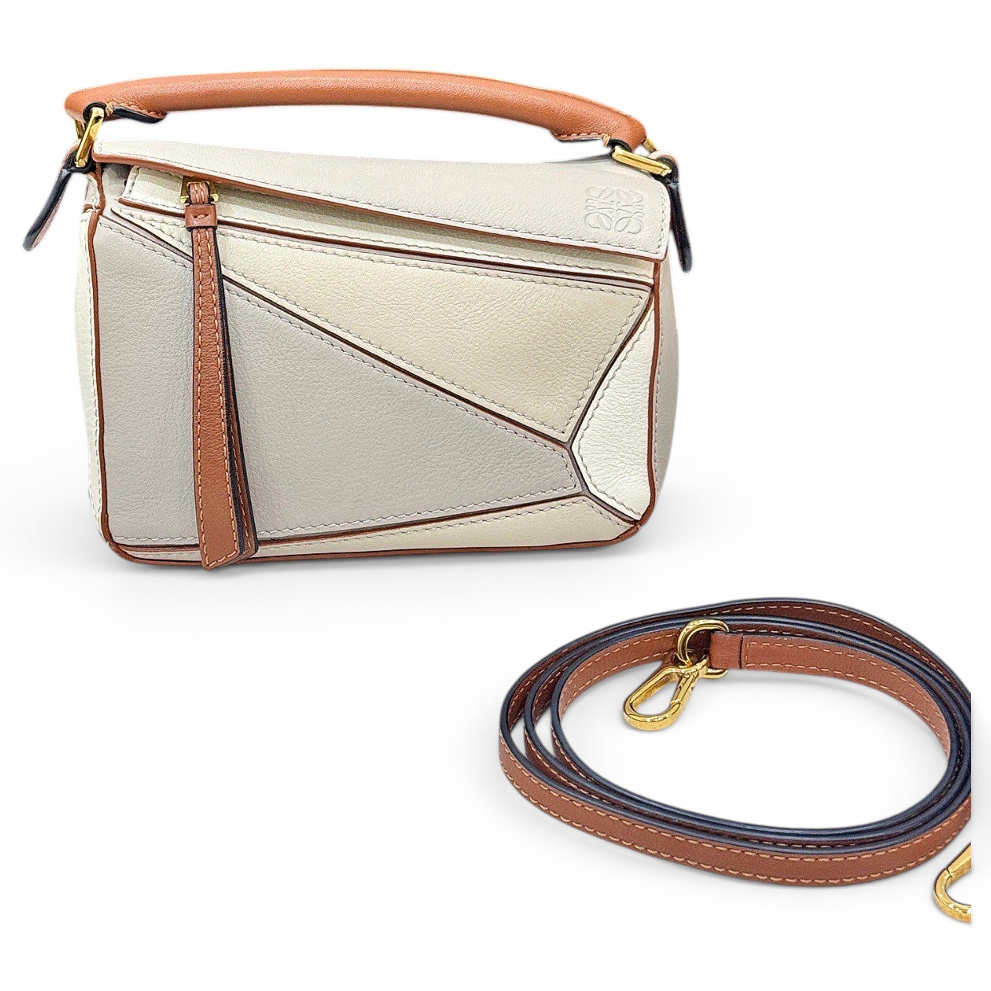 Puzzle leather handbag