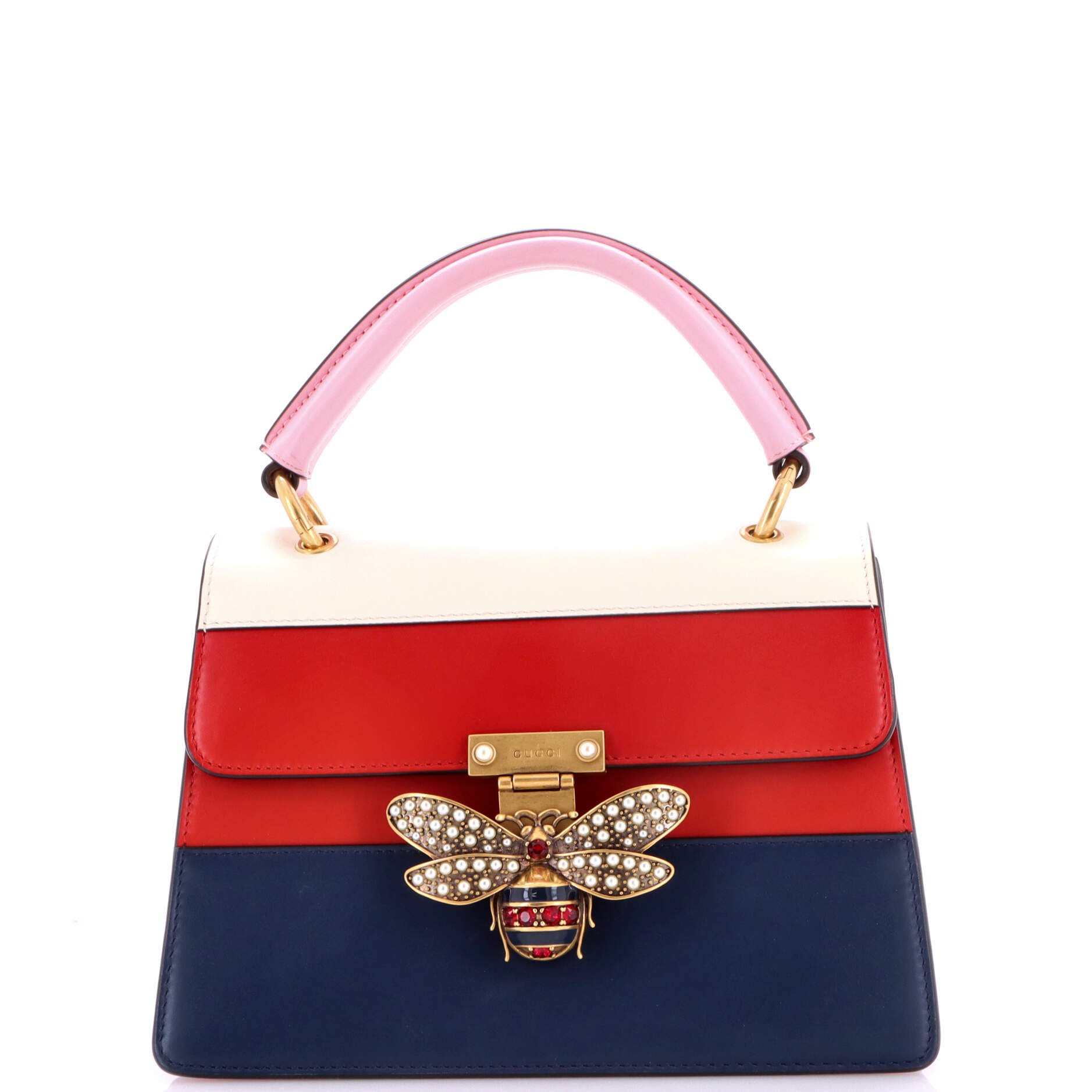 Queen Margaret Top Handle Bag Colorblock Leather Small