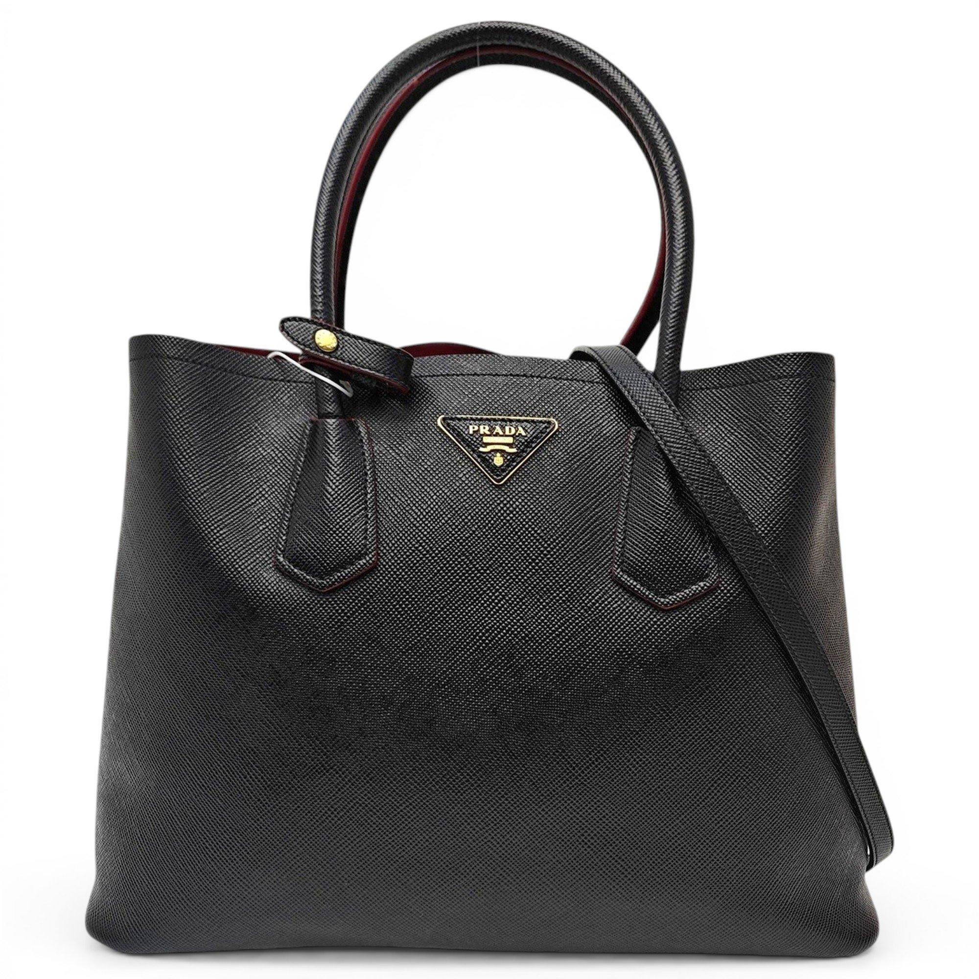 Double leather handbag