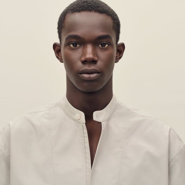 Mastic Short-sleeve Boxy Fit Shirt With Vareuse Collar